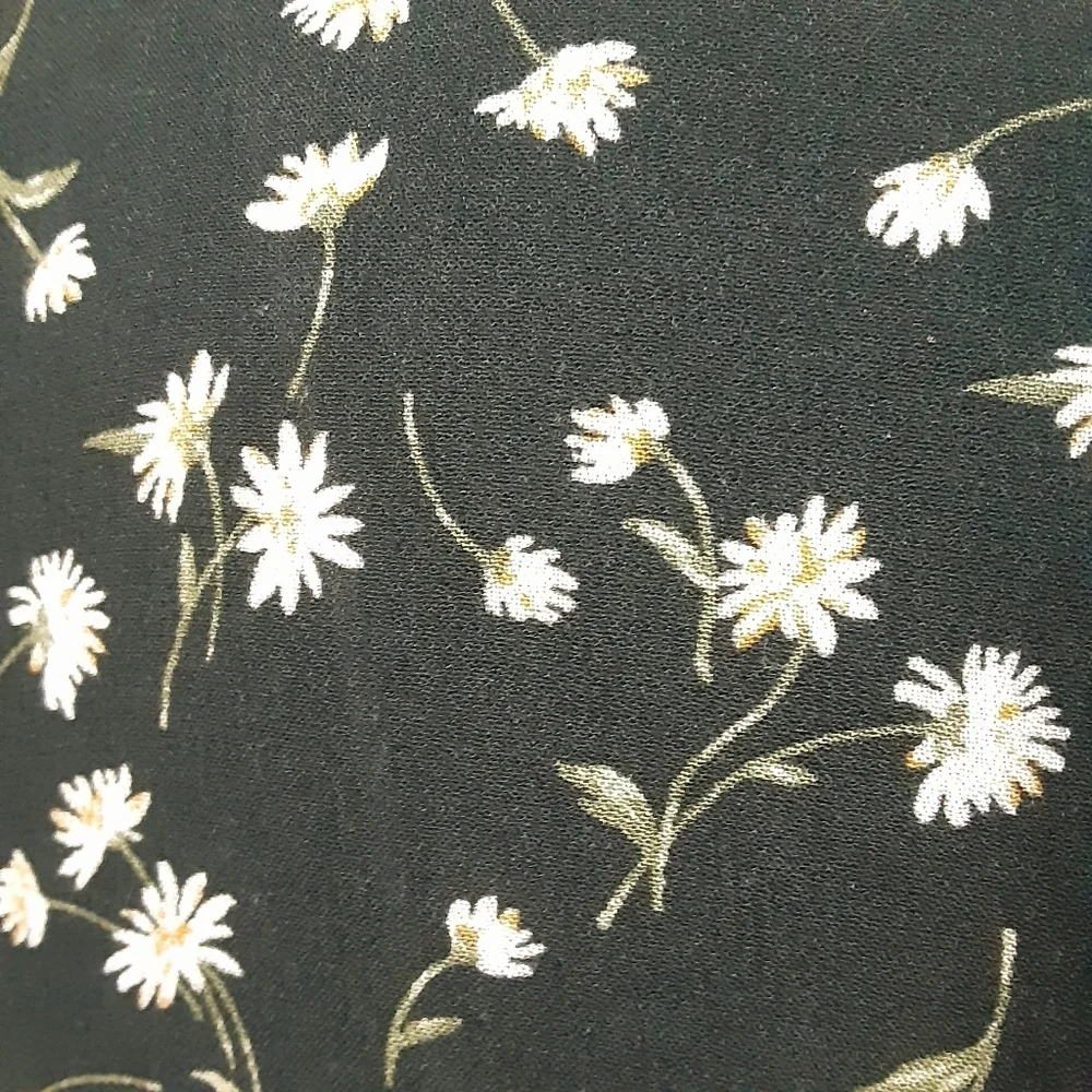 American Eagle XL Black Floral Babydoll Tunic Top Boho Peasant Long Sleeve - Picture 8 of 15